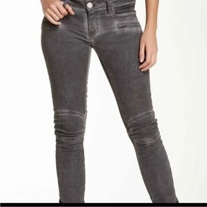 Etienne Marcel Stretch Fit Moto Skinny Jeans Washed Grey Ankle Zip